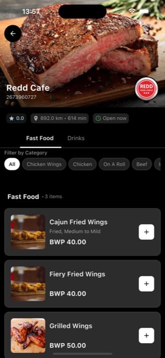 Gabs Eats menu browsing